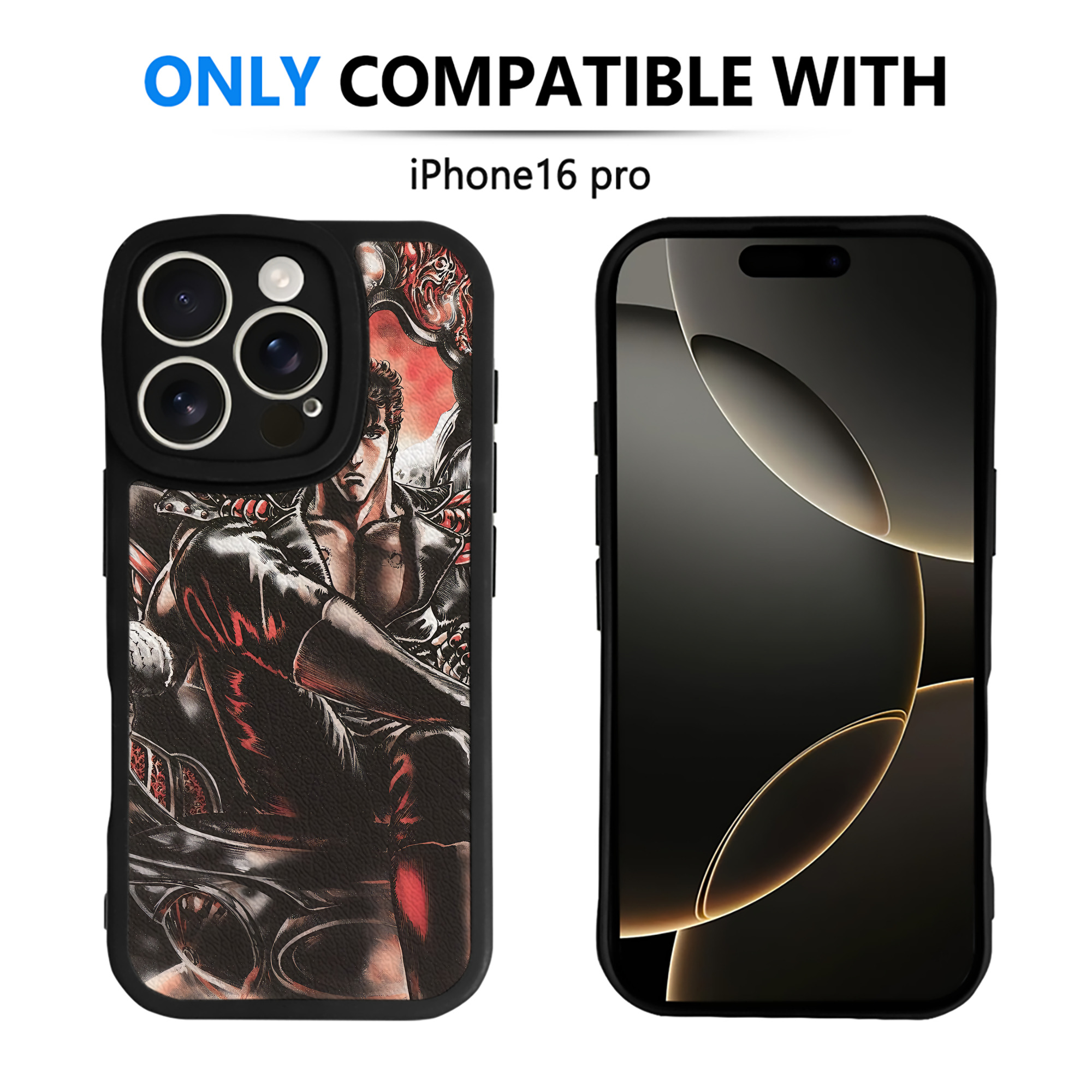 （画像用） 北斗の拳 Fist of the North Star 【iPhone 16シリーズ対応】シリコンスマホケース（レザー調） 材質：シリコン